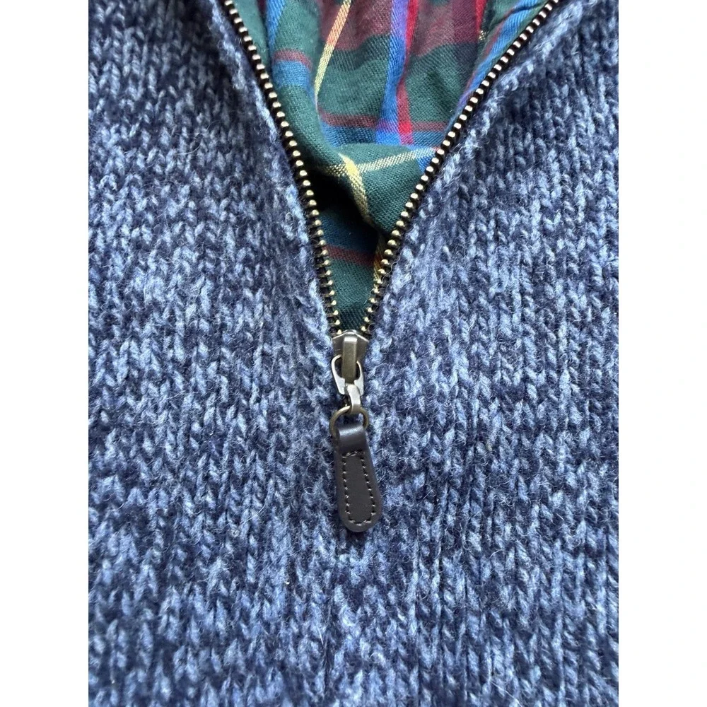 LL Bean Lambs Wool Flannel Lined Sweater Mens Size XXL Tall Full Zip Blue